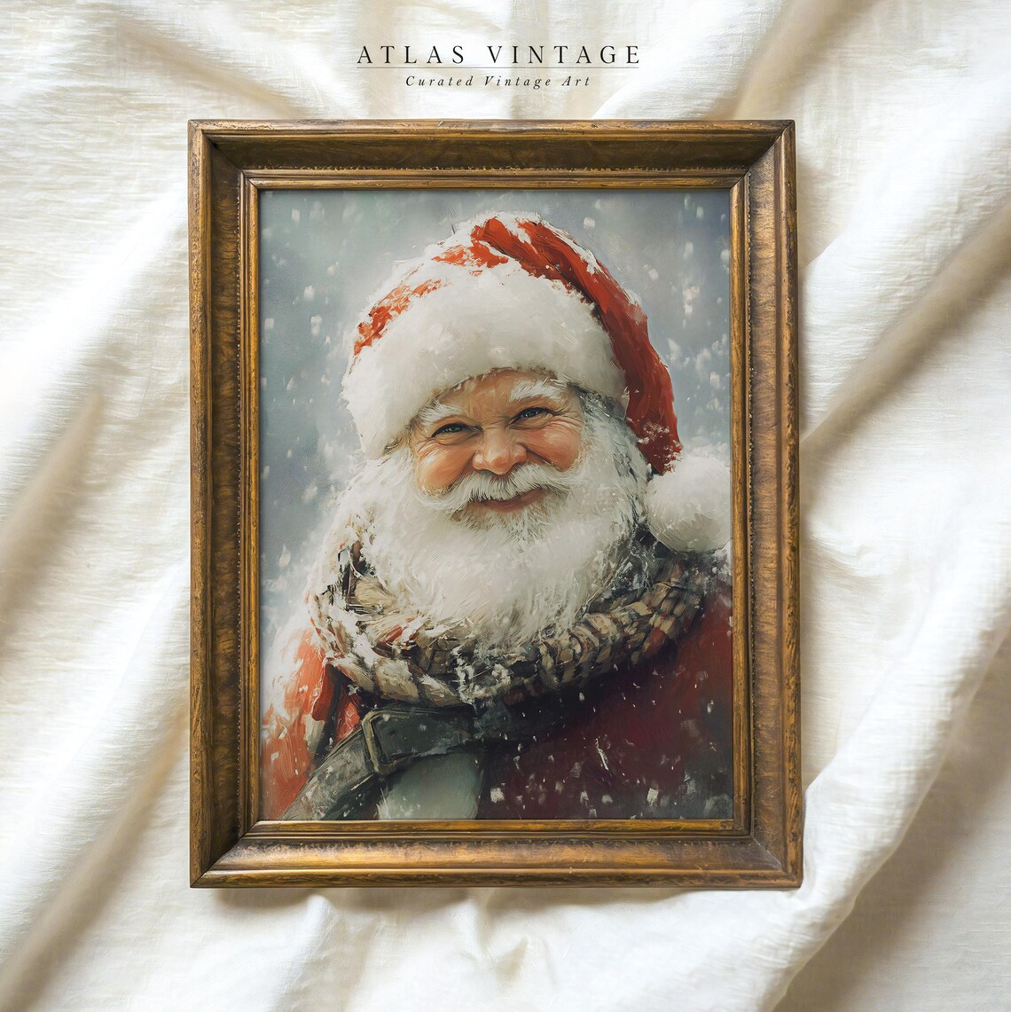 Vintage Christmas Santa Claus Print Santa Claus Oil Painting Christmas Wall Decor Festive Wall Art Xmas Holiday Prints
