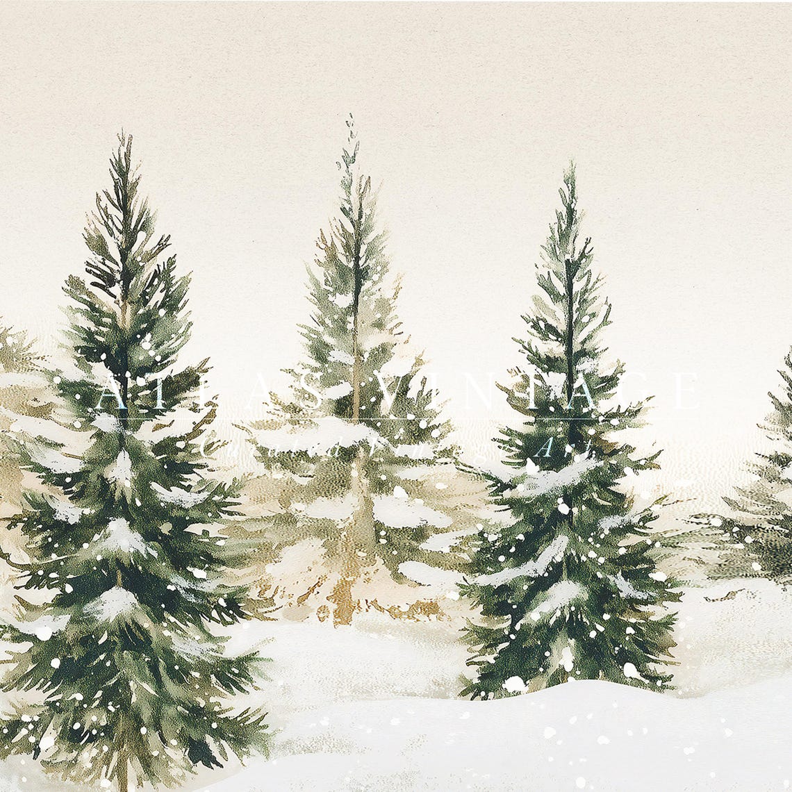 Snowy Pine Trees Watercolor Frame TV Art Winter Forest Minimal Poster - Image 8