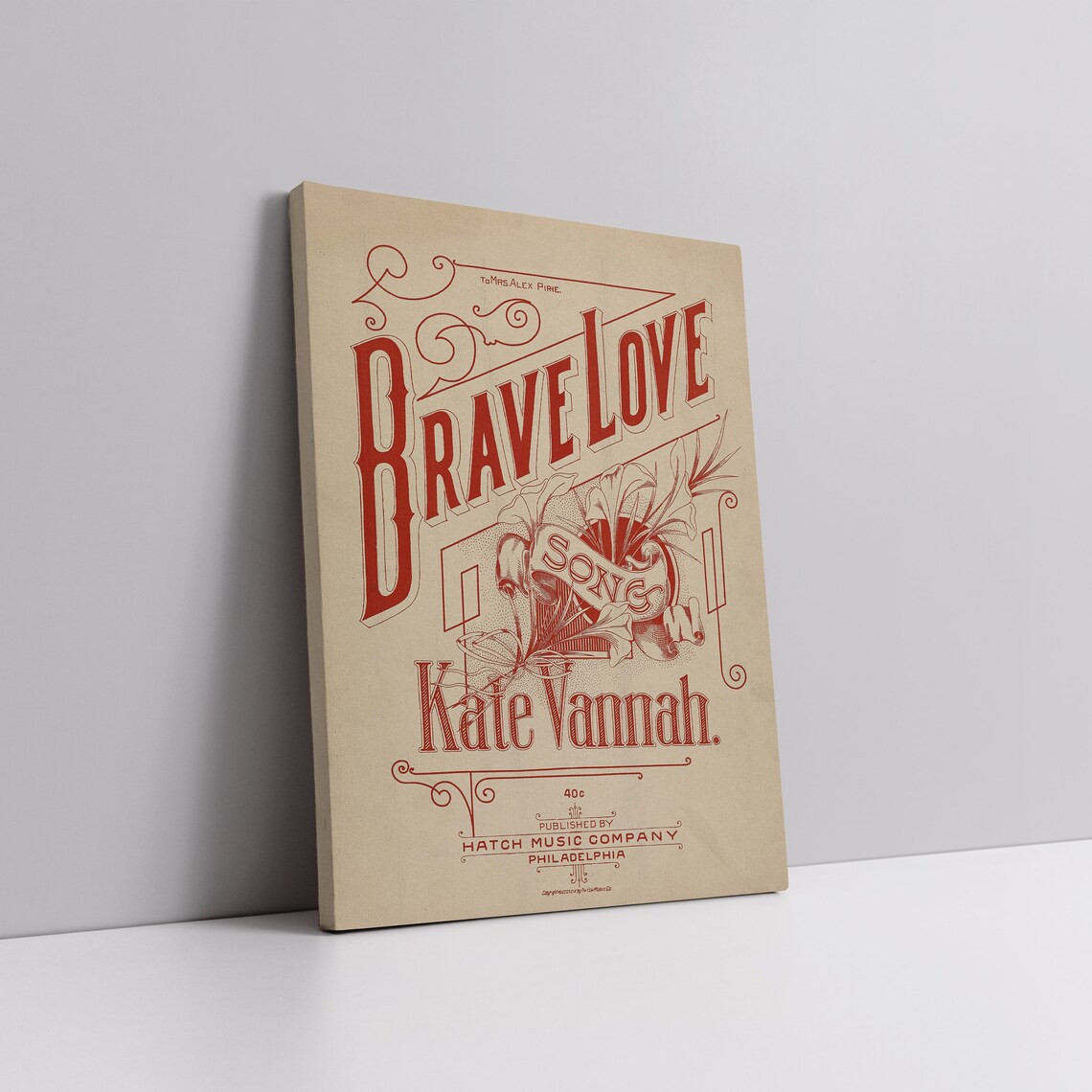 Brave Love Song Vintage Sheet Music Cover by Kate Vannah Poster - Image 6