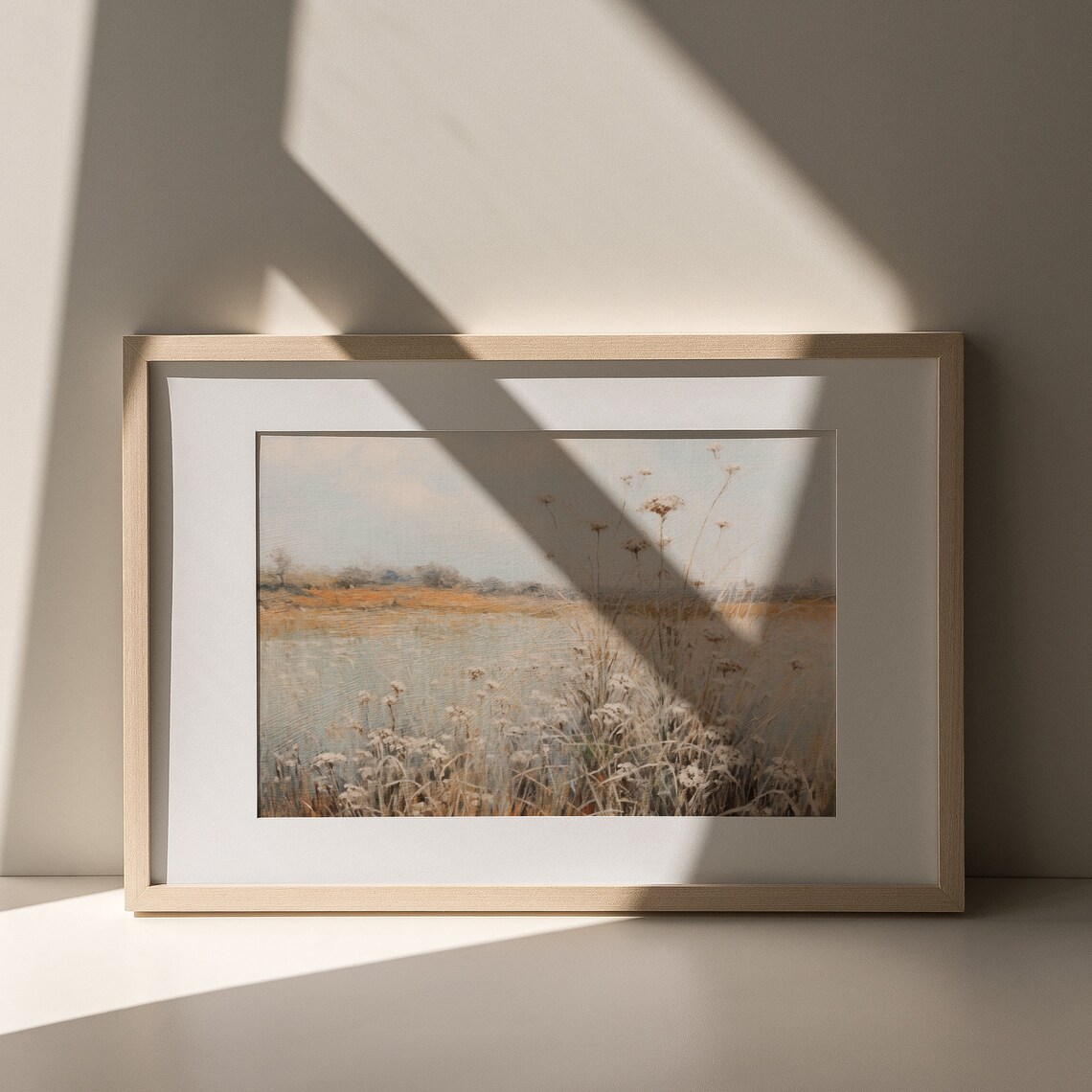 Quiet Lakeshore With Wild Grasses Soft Pastel Vintage Landscape Art Poster - Image 6