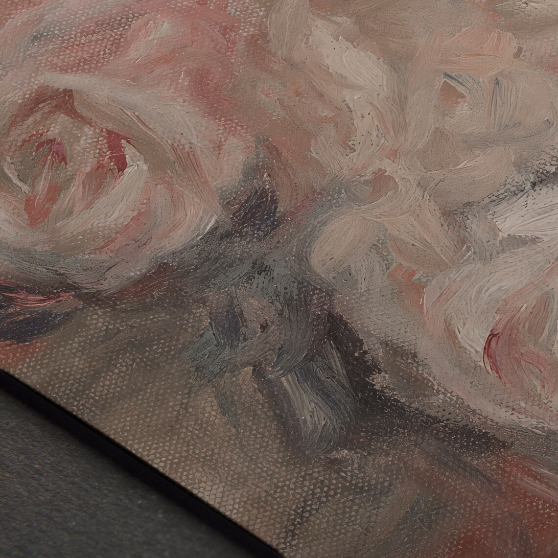 Blush Pink Abstract Roses Impressionist Oil Painting Vintage Floral Poster - Image 4