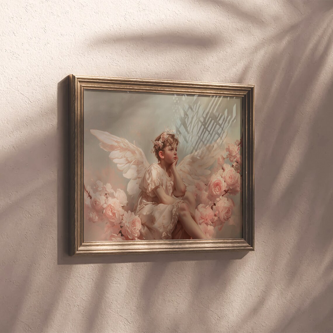 Dreamy Cupid Angel Among Pink Roses Romantic Valentine Poster - Image 4