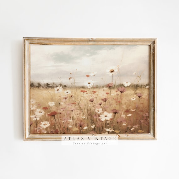 Warm Toned Wildflower Meadow Field with Summer Flowers Poster
