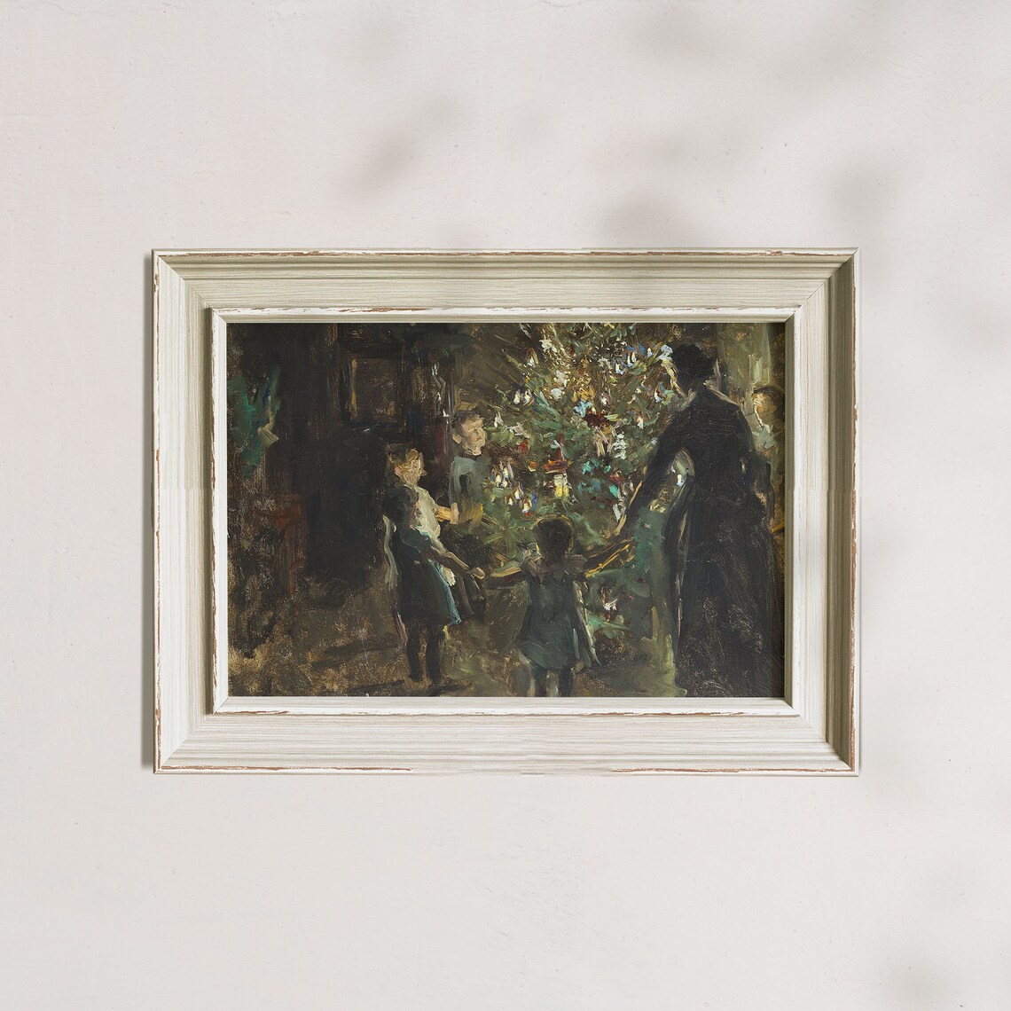 Family Gathered Around a Candlelit Christmas Tree Vintage Poster - Image 6