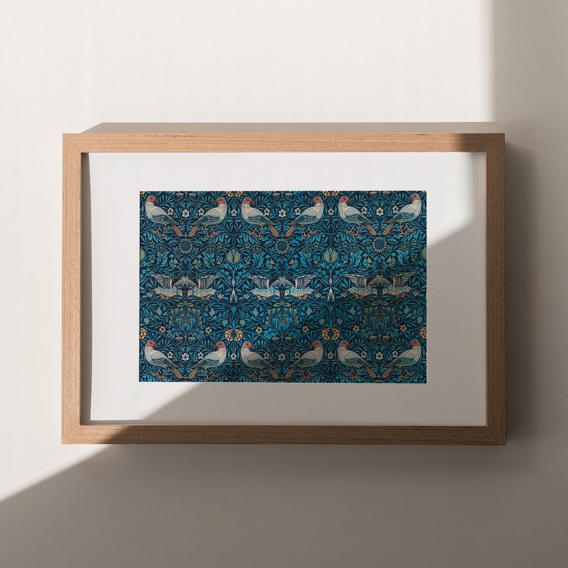 William Morris Bird Pattern Indigo Blue Tapestry Textile Poster - Image 7