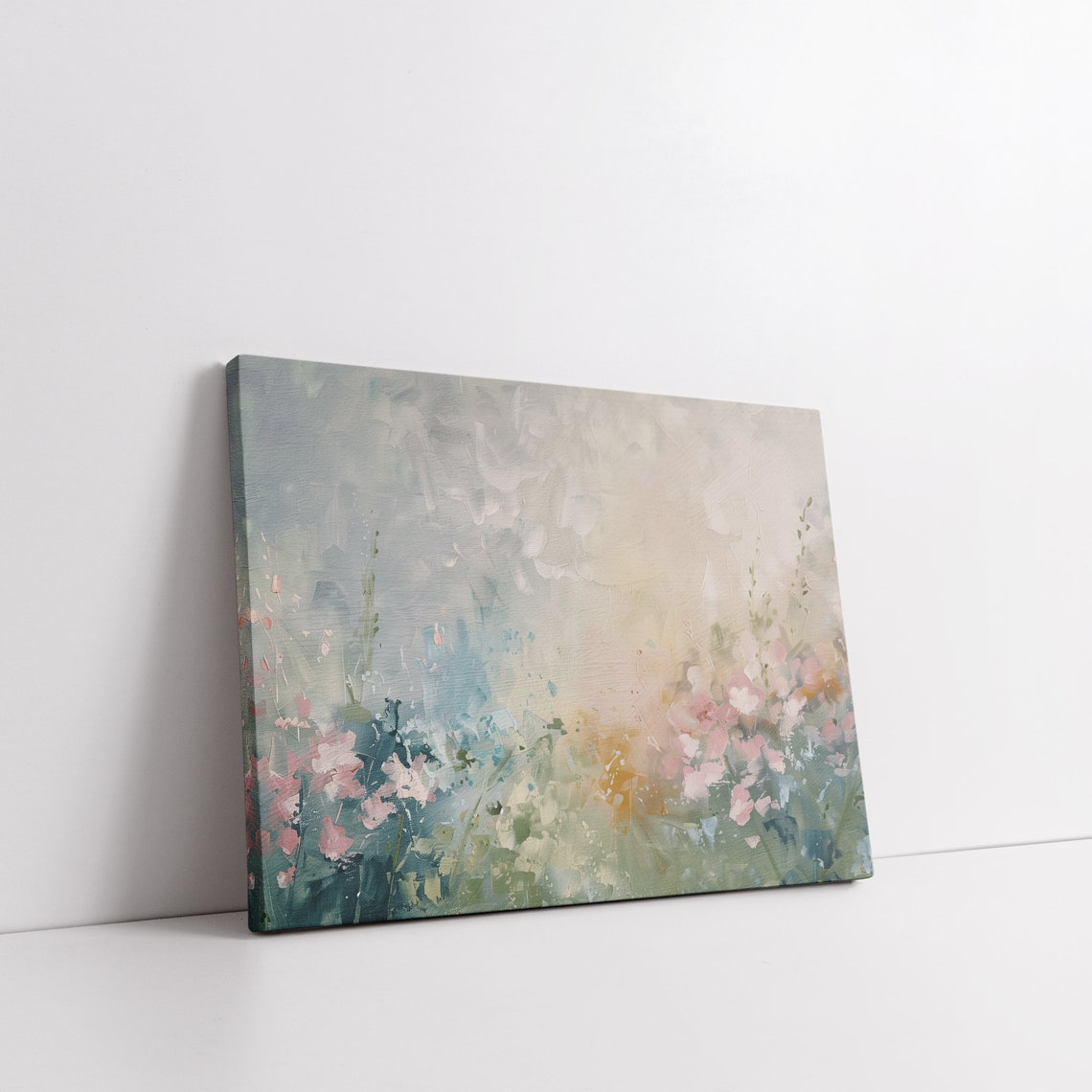 Abstract Spring Flower Field Pastel Blossom Landscape Painting Print - Image 6