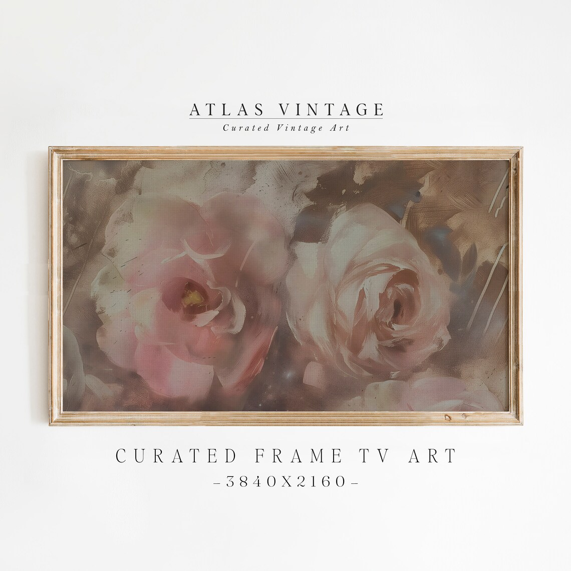 Vintage Blush Pink Roses Painting Poster Romantic Floral Close Up
