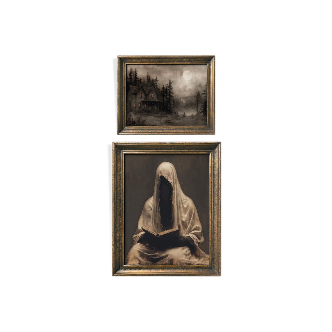 Vintage Halloween Spooky Gallery Wall Set of 10 Dark Moody Artwork Poster - Image 6
