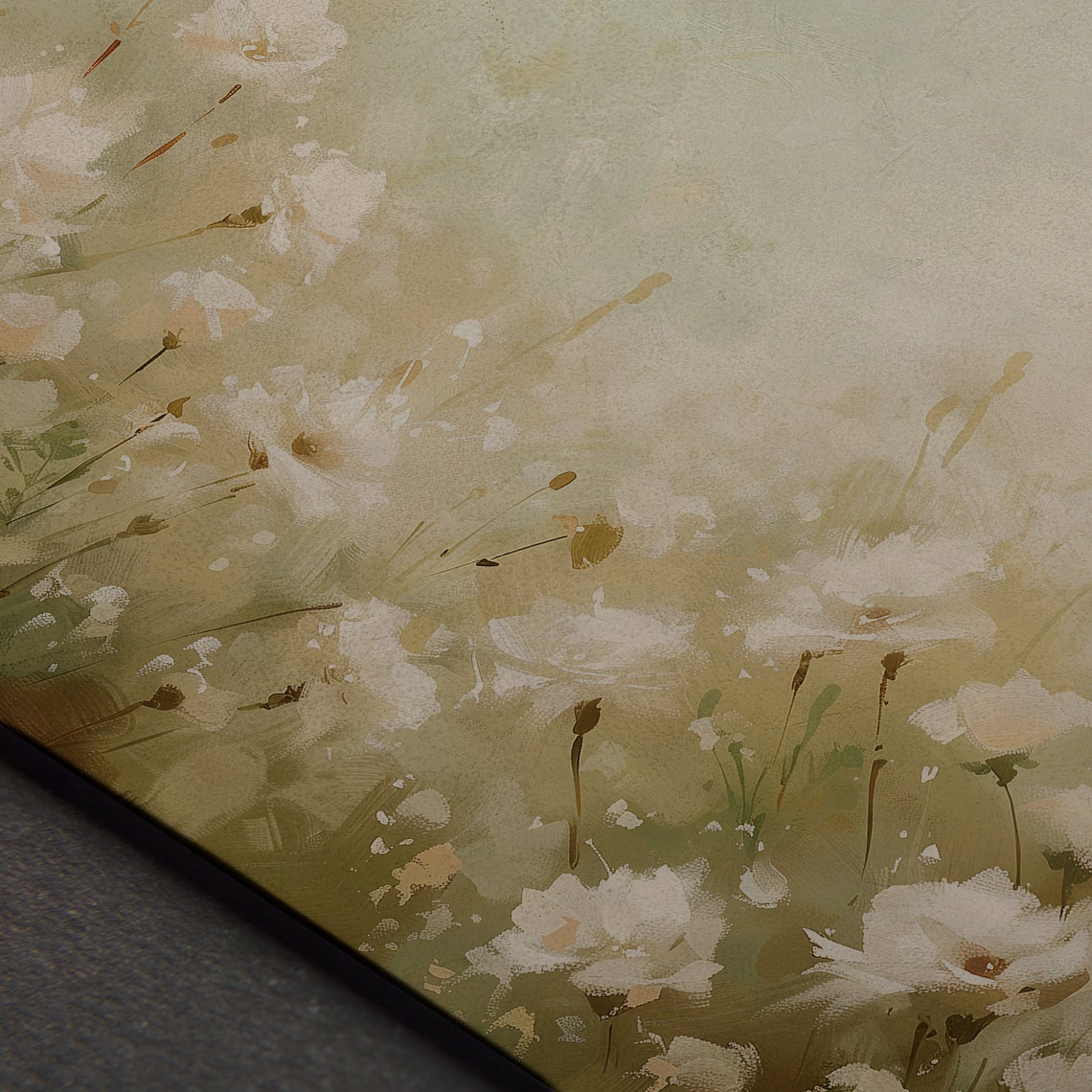 White Wildflowers Field in Soft Neutral Tones Vintage Floral Poster - Image 8