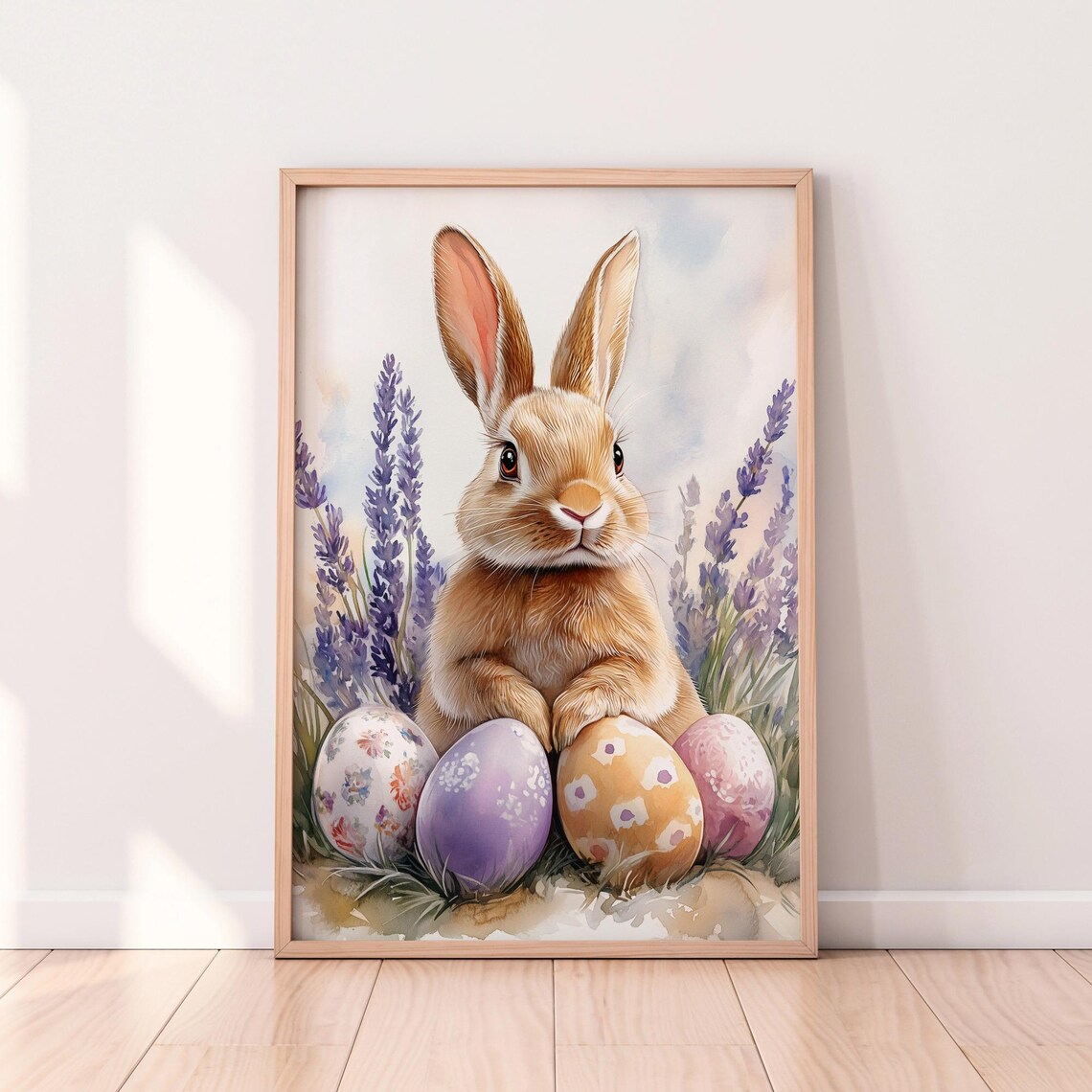 Easter Bunny Watercolor Art Print, Spring Rabbit