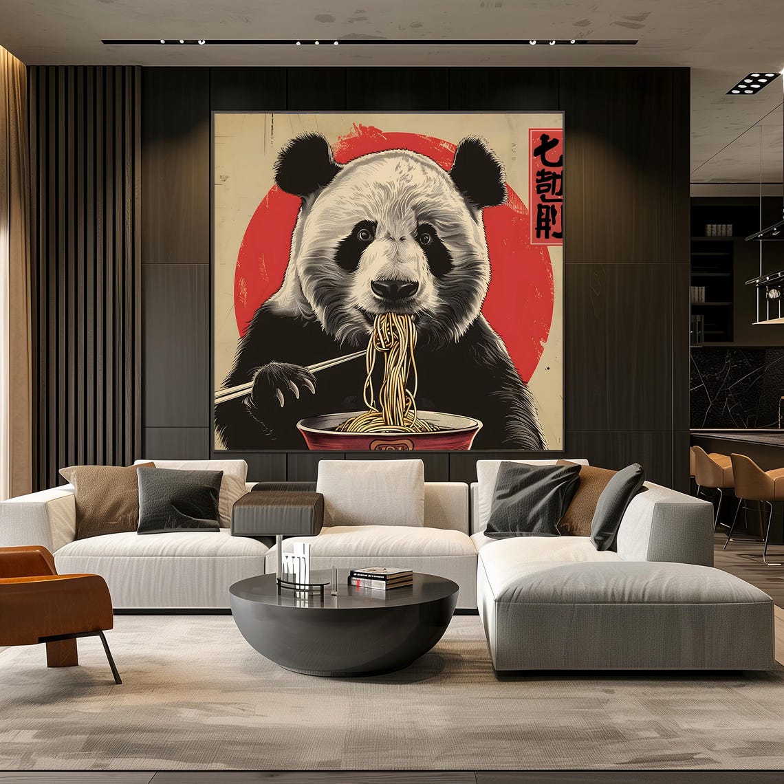 Panda Eating Ramen With Chopsticks Edo Style Japanese Poster - Image 3