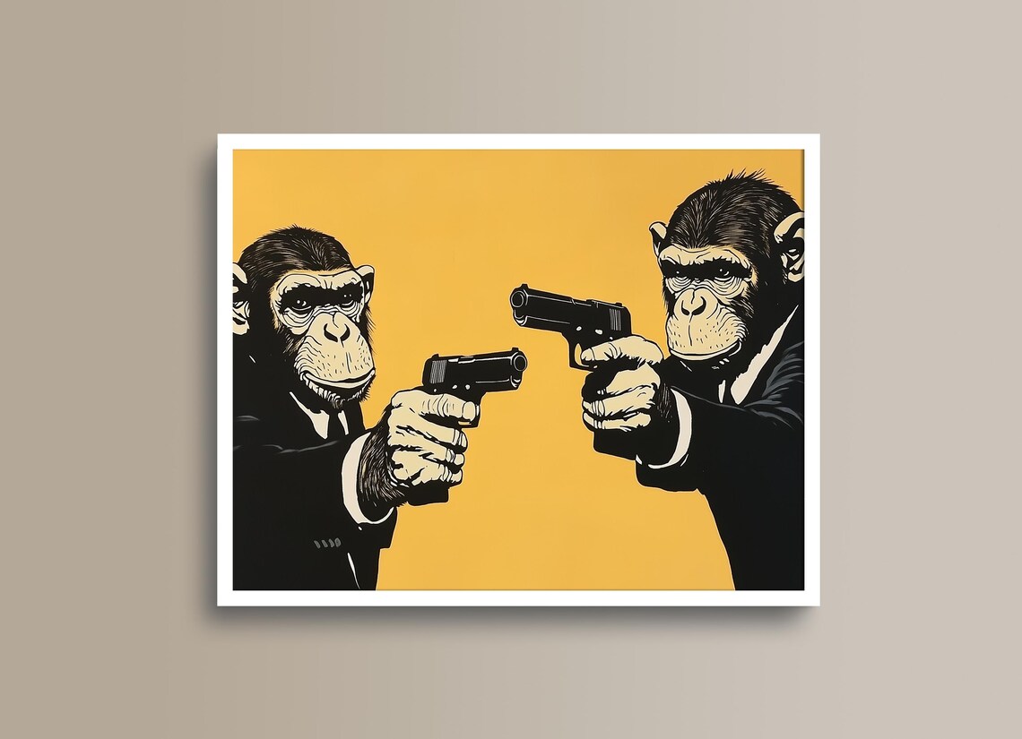 Humorous Monkey Gangsters Art Print - Image 2