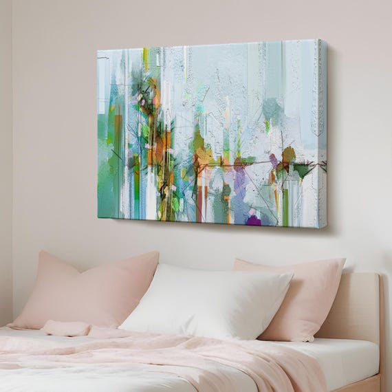 Modern Abstract Style Flowers Oil Painting Look Decorative Canvas Wall Art Print Large Housewarming Gifts