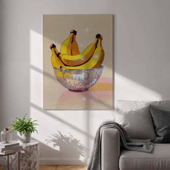 Disco Banana Bowl Funky Retro Pop Fruit Kitchen Decor Poster