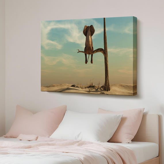 Elephant Sitting On A Tree Branch Decorative Canvas Painting Housewarming Gifts Animal Wall Decor Modern Art