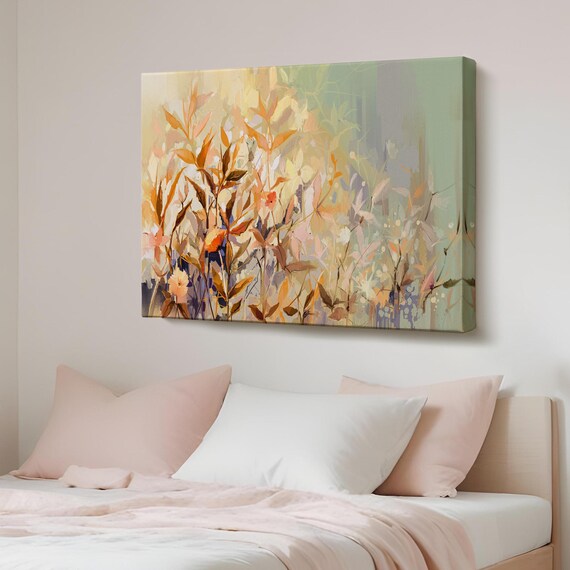 Abstract Autumn Wildflowers in Warm Botanical Painting Style Poster