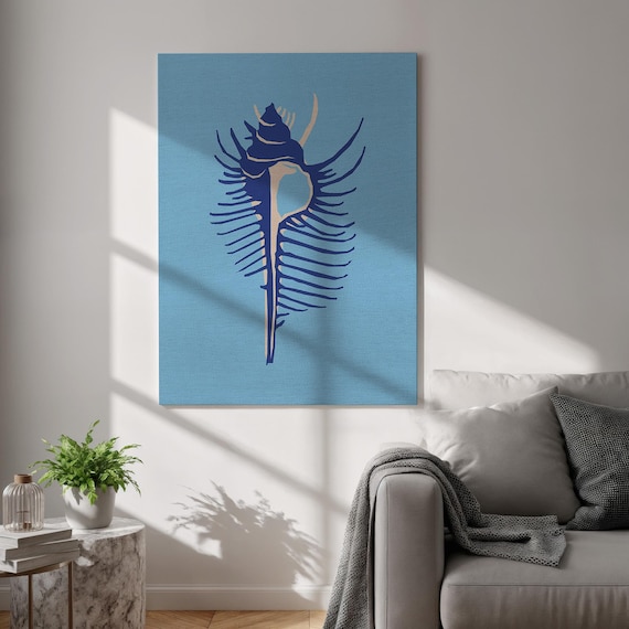 Blue Sea Shell Minimalist Coastal Nautical Wall Decor Poster
