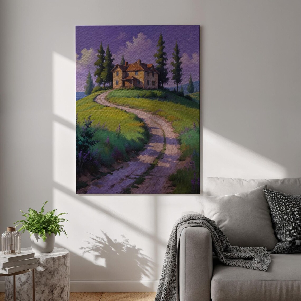 Tuscan Hilltop Farmhouse Winding Road Countryside Painting Poster