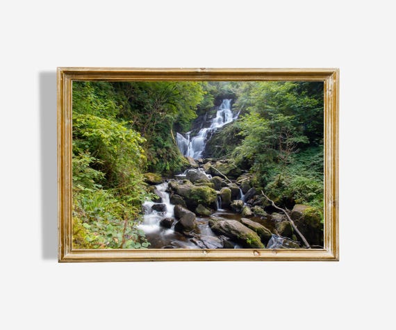 Oil Painting Instant Wall Art Print Home Decor Peaceful Cascade Waterfall Gift