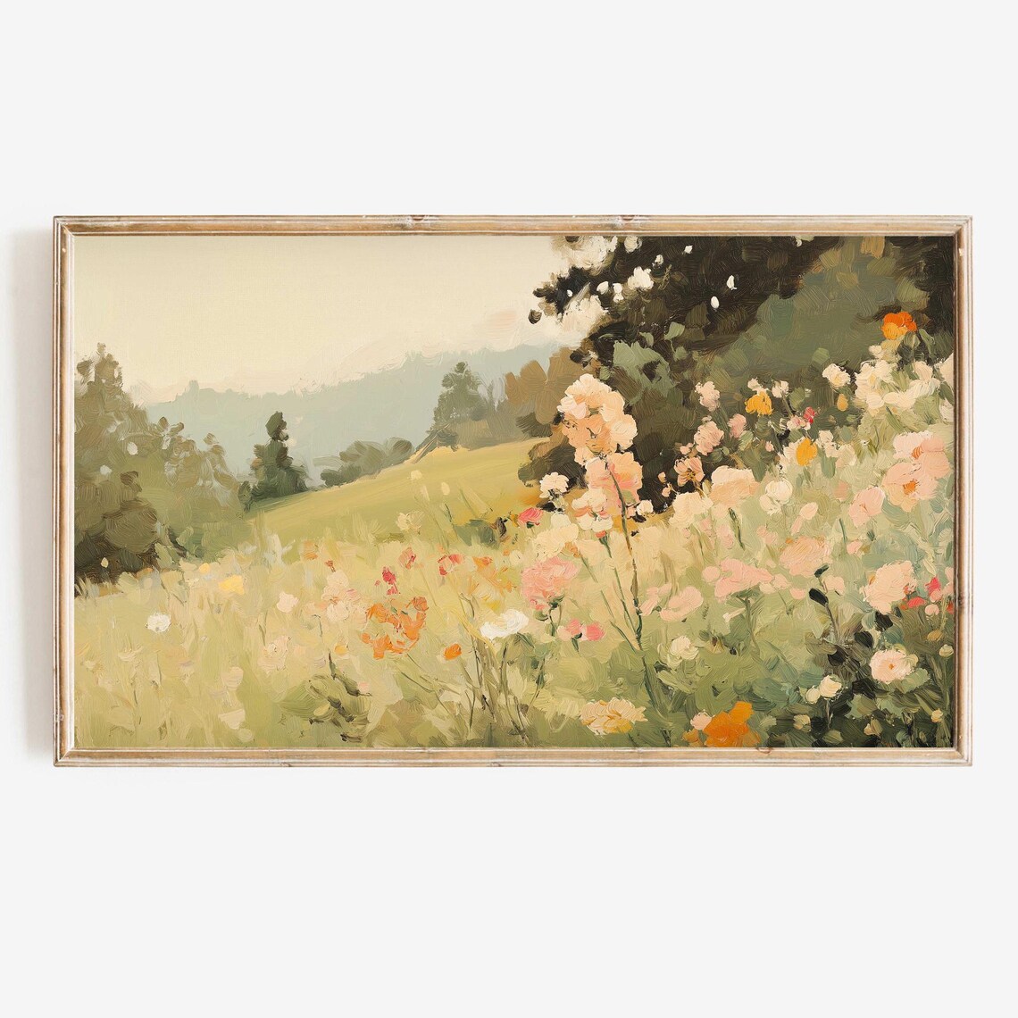 Spring Wildflowers Landscape, Floral Art Print