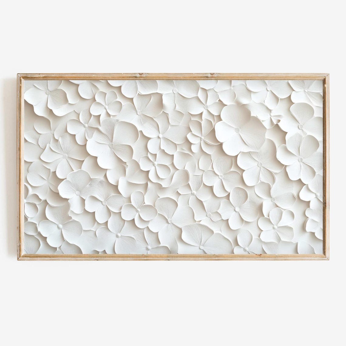 Modern Minimalist White 3D Textured Floral Clover Wall Art Print