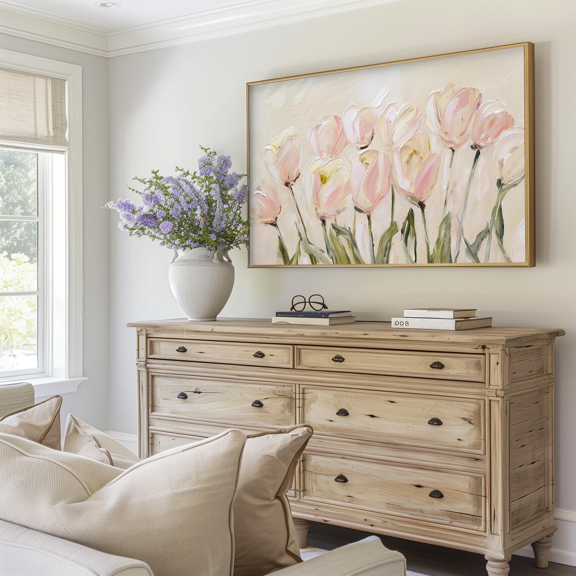 Spring Tulip Easter Art, Neutral Floral Art Print - Image 4