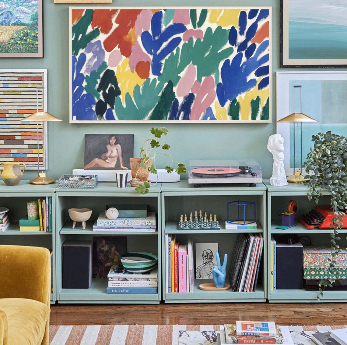 Bold Colorful Abstract Brushstroke Maximalist Modern Art Poster - Image 3
