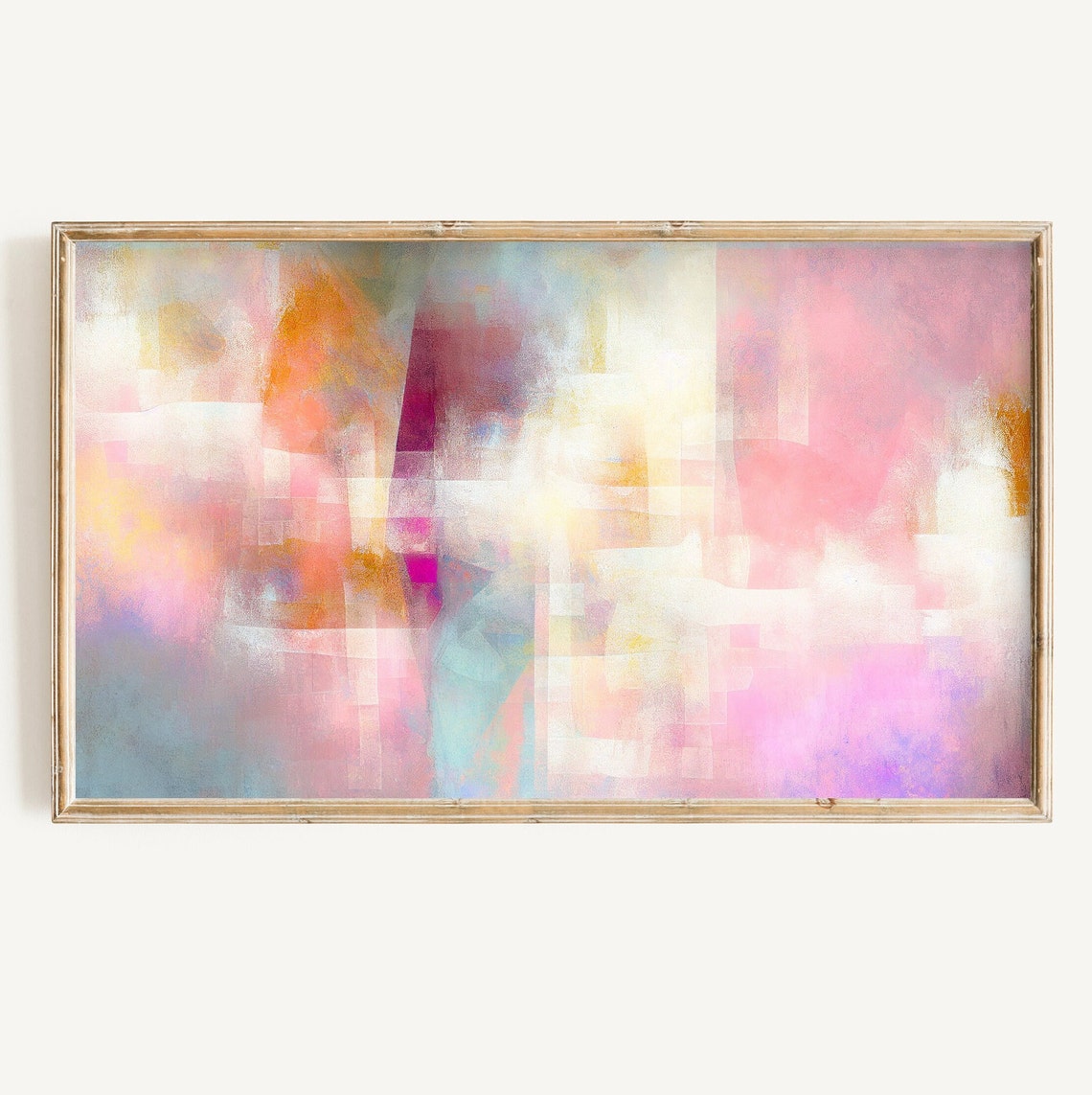 Soft Pink Geometric Abstract Blush Pastel Modern Painting Poster