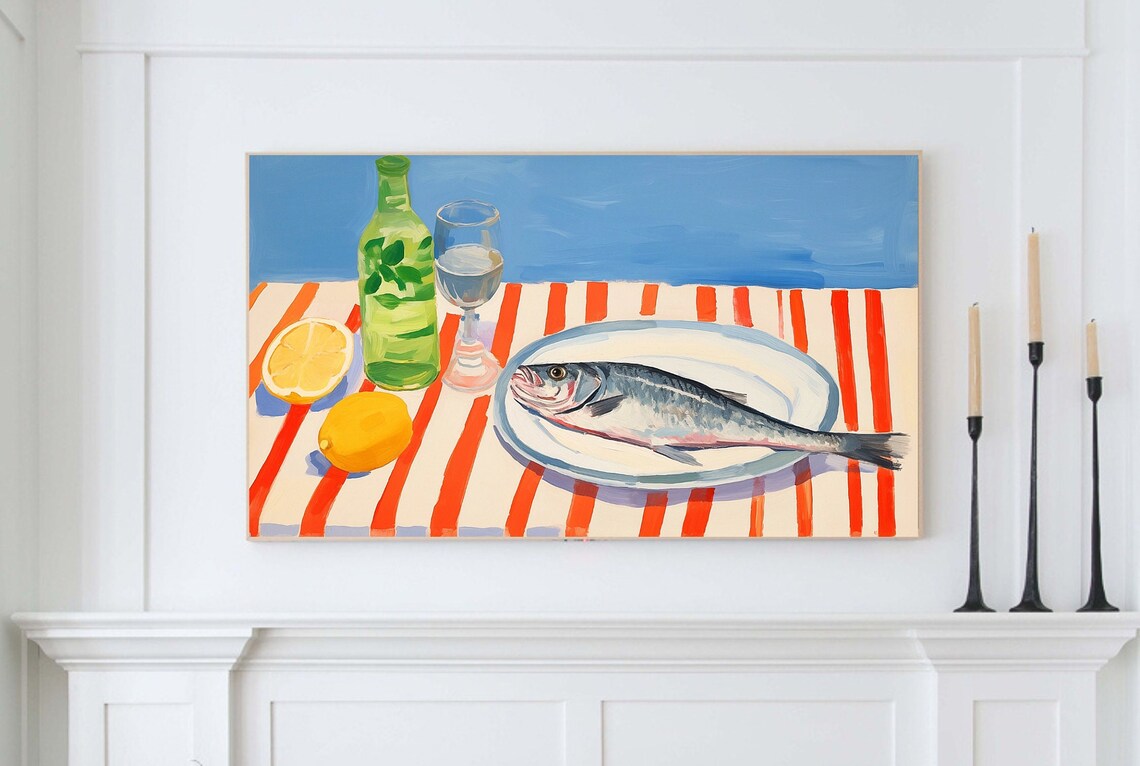 Mediterranean Tablescape Summer Still Life Art Print - Image 3