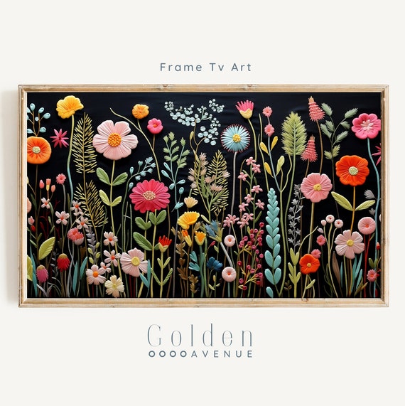 Spring Frame TV Wildflower Floral Embroidery Art