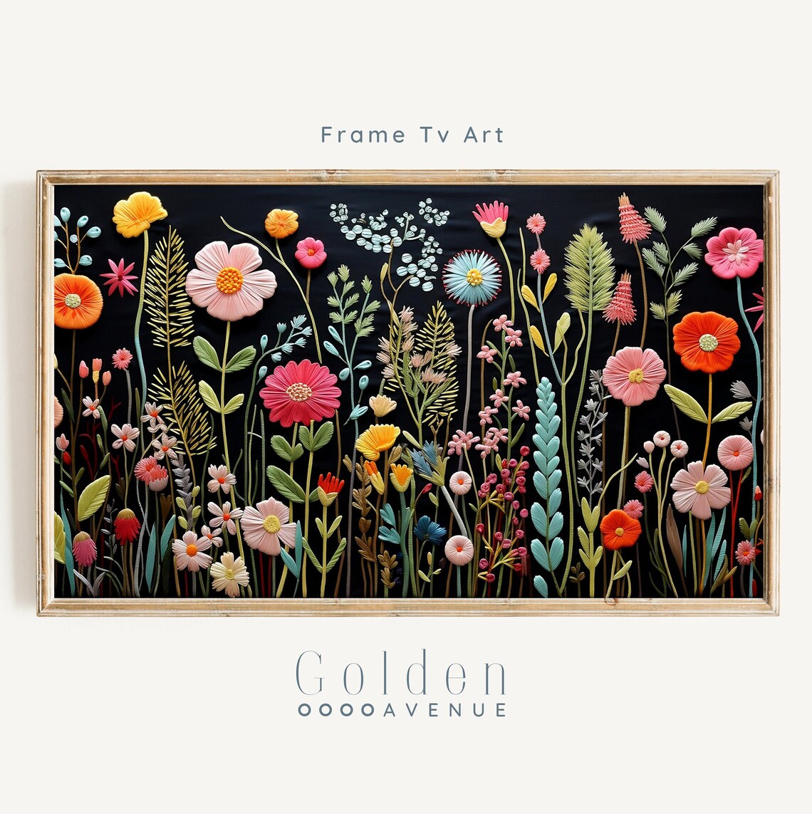 Spring Frame TV Wildflower Floral Embroidery Art