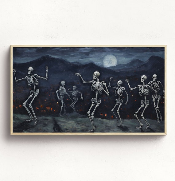Halloween Dancing Skeleton Vintage Fall Poster