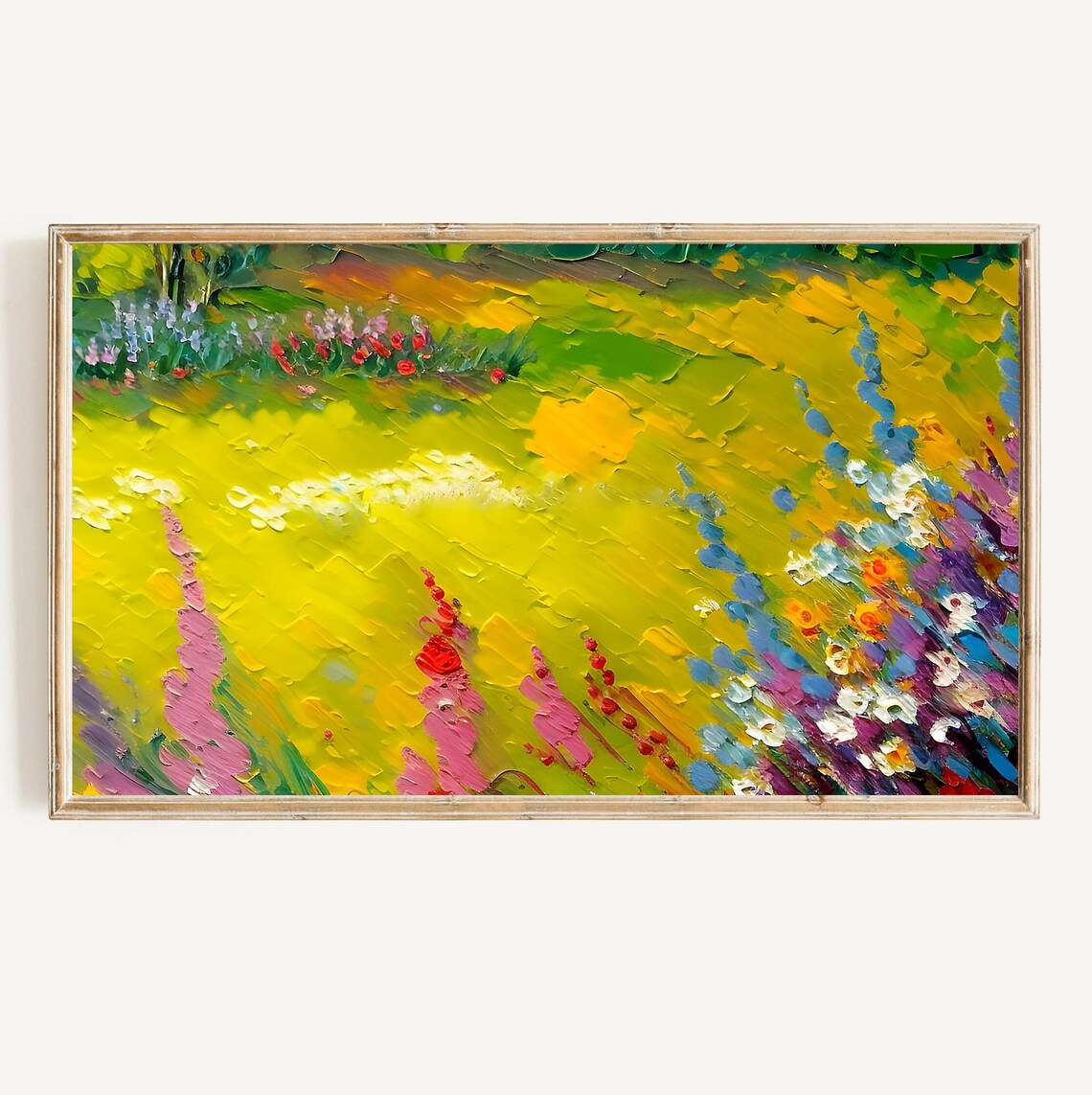 Vivid Impasto Wildflower Meadow Colorful Abstract Garden Painting Poster