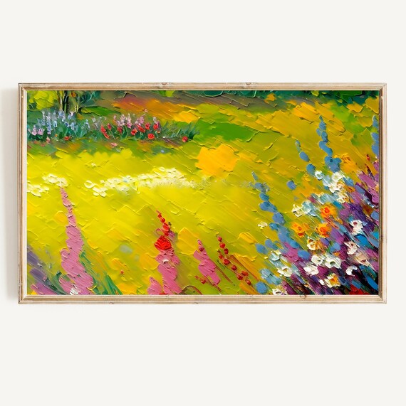 Vivid Impasto Wildflower Meadow Colorful Abstract Garden Painting Poster