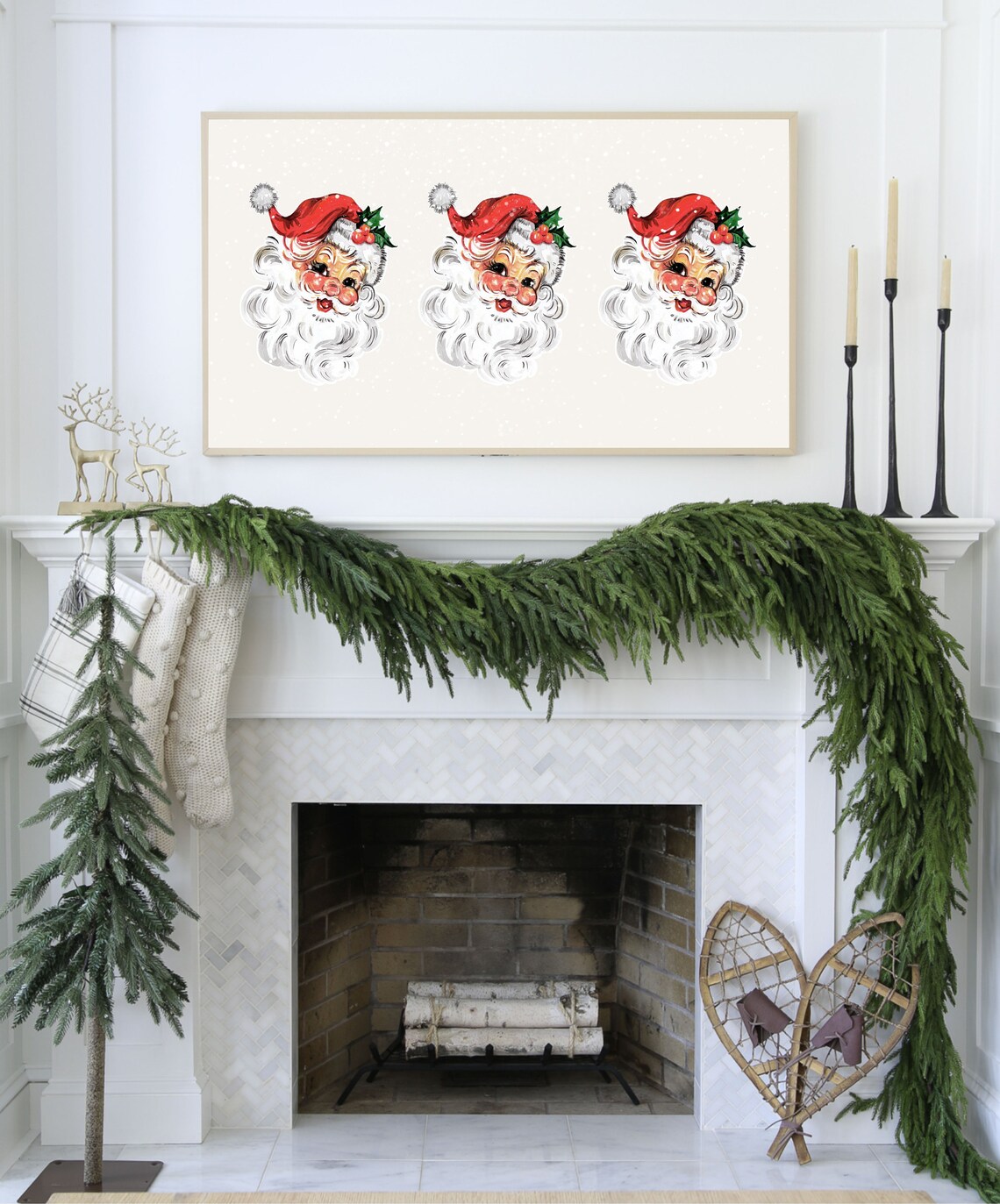 Vintage Santa Claus Christmas TV Art Print - Image 3