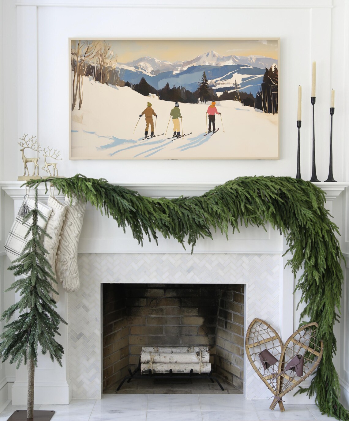 Winter Ski Painting, Colorful Christmas Wall Art Print - Image 3