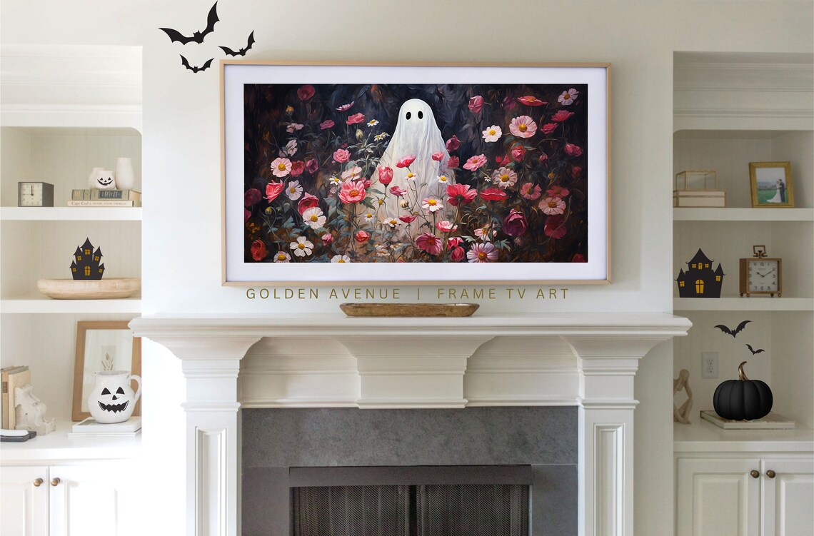 Halloween Botanical Ghost Painting, Cottagecore Boho Art - Image 2