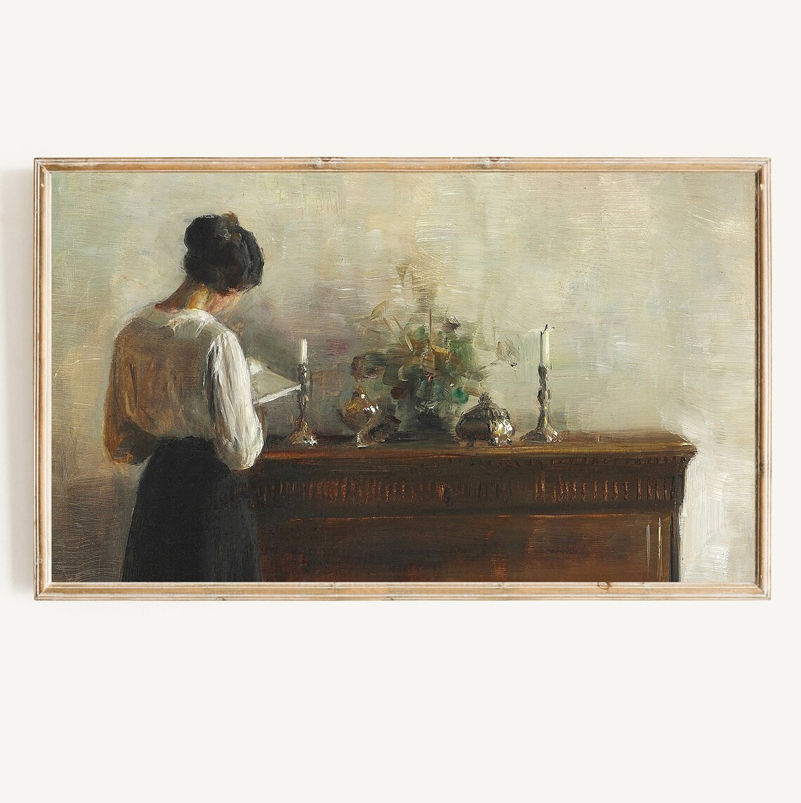 Vintage Frame TV Art, Antique Oil Painting Portrait