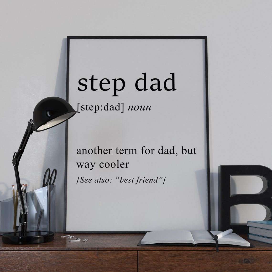 Step Dad Definition Funny Fathers Day Dictionary Quote Gift Poster - Image 2