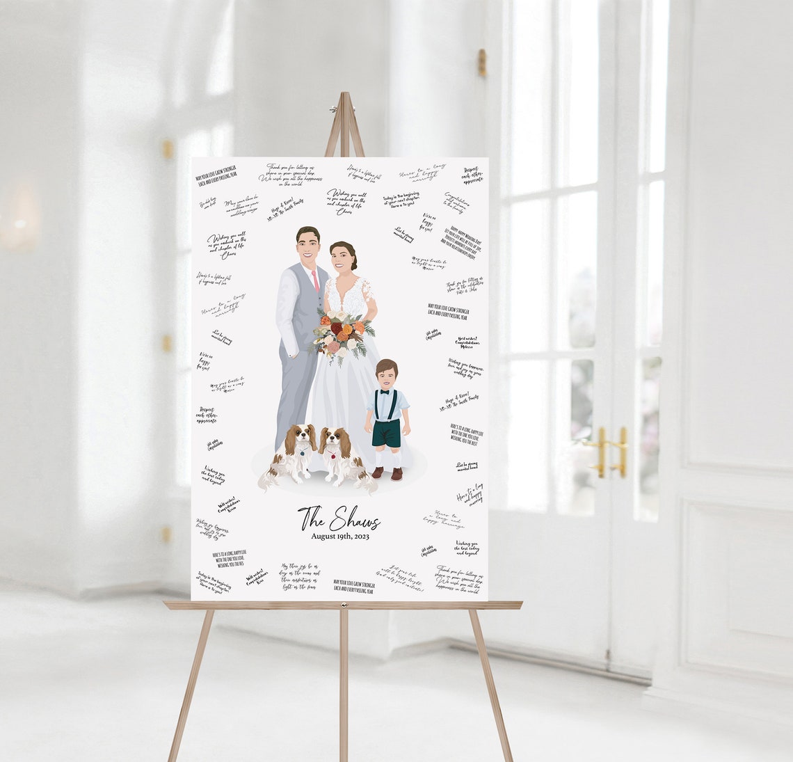 Zoi and Oliver Family Wedding Guest Book Baby Cats Portrait Poster - Image 5