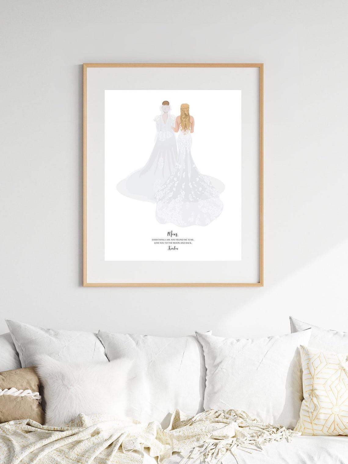 Two Brides Back View Generational Wedding Illustration Poster - Image 3