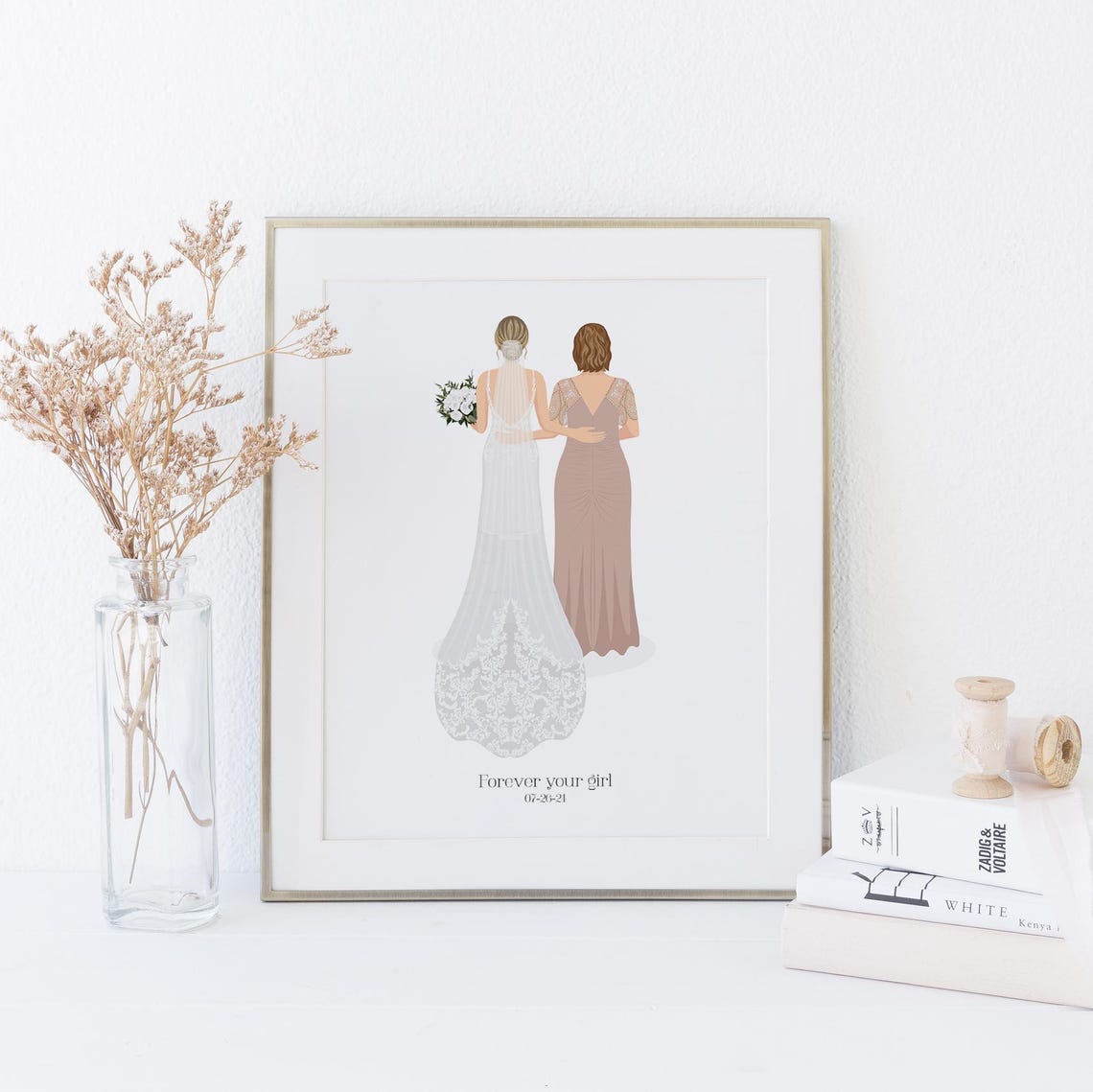 Always Your Girl Bride With Mom Pink Gown Wedding Portrait Poster - Image 4