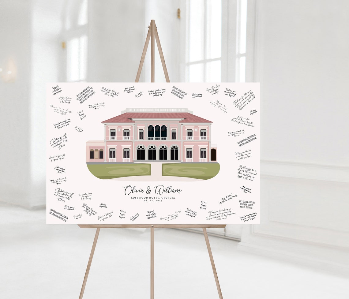 Church Wedding Venue Guest Book Alternative Portrait Art Poster - Image 6
