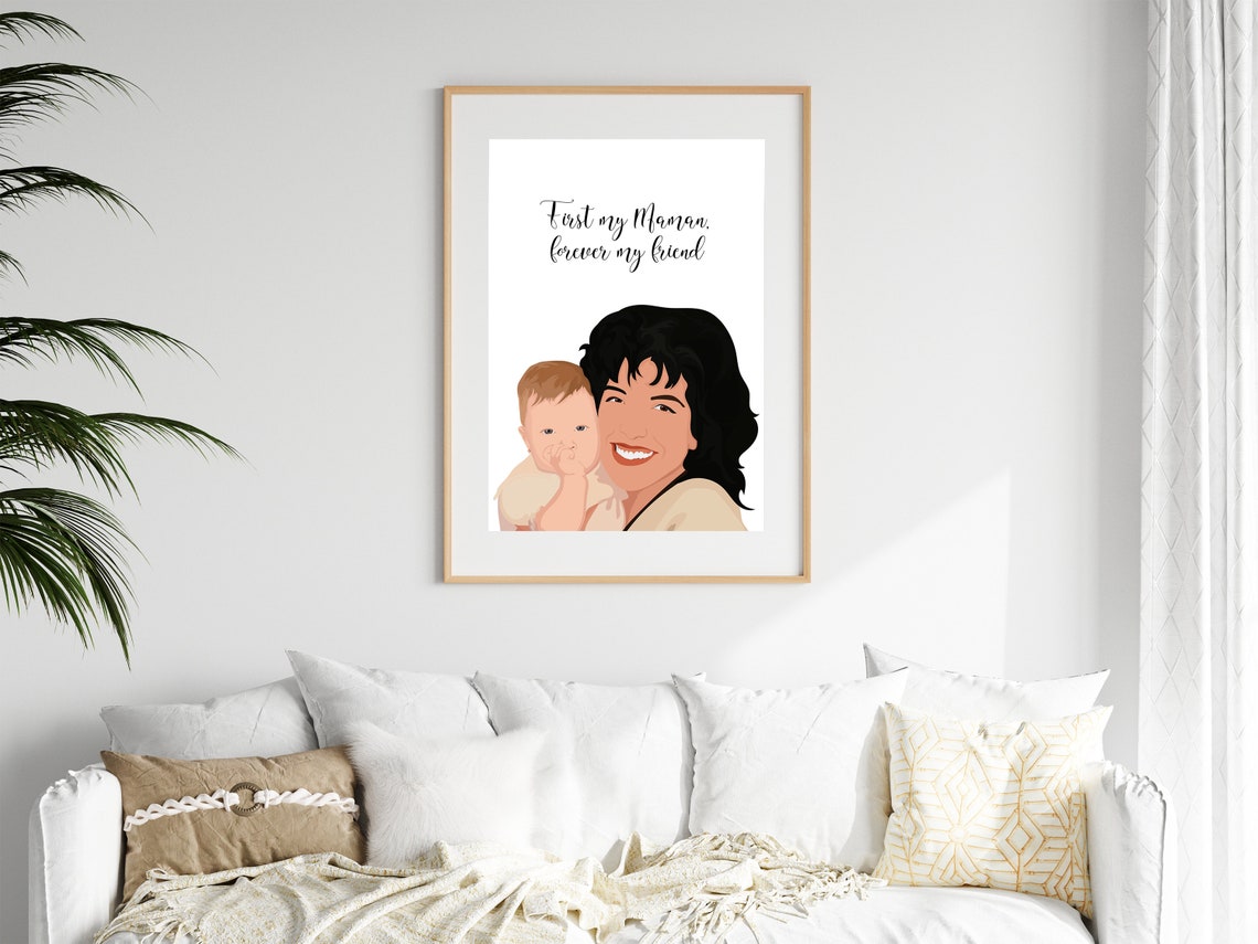 Mother And Baby Print Personalized Baby Portrait First My Mother Forever My Friend Sign Custom Family Portrait New Baby Gift - Image 2