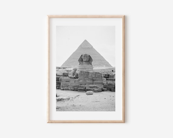 Egypt Pyramids Of Giza Travel Poster, Black And White