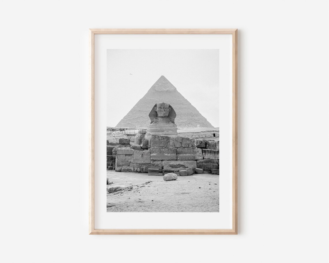 Egypt Pyramids Of Giza Travel Poster, Black And White