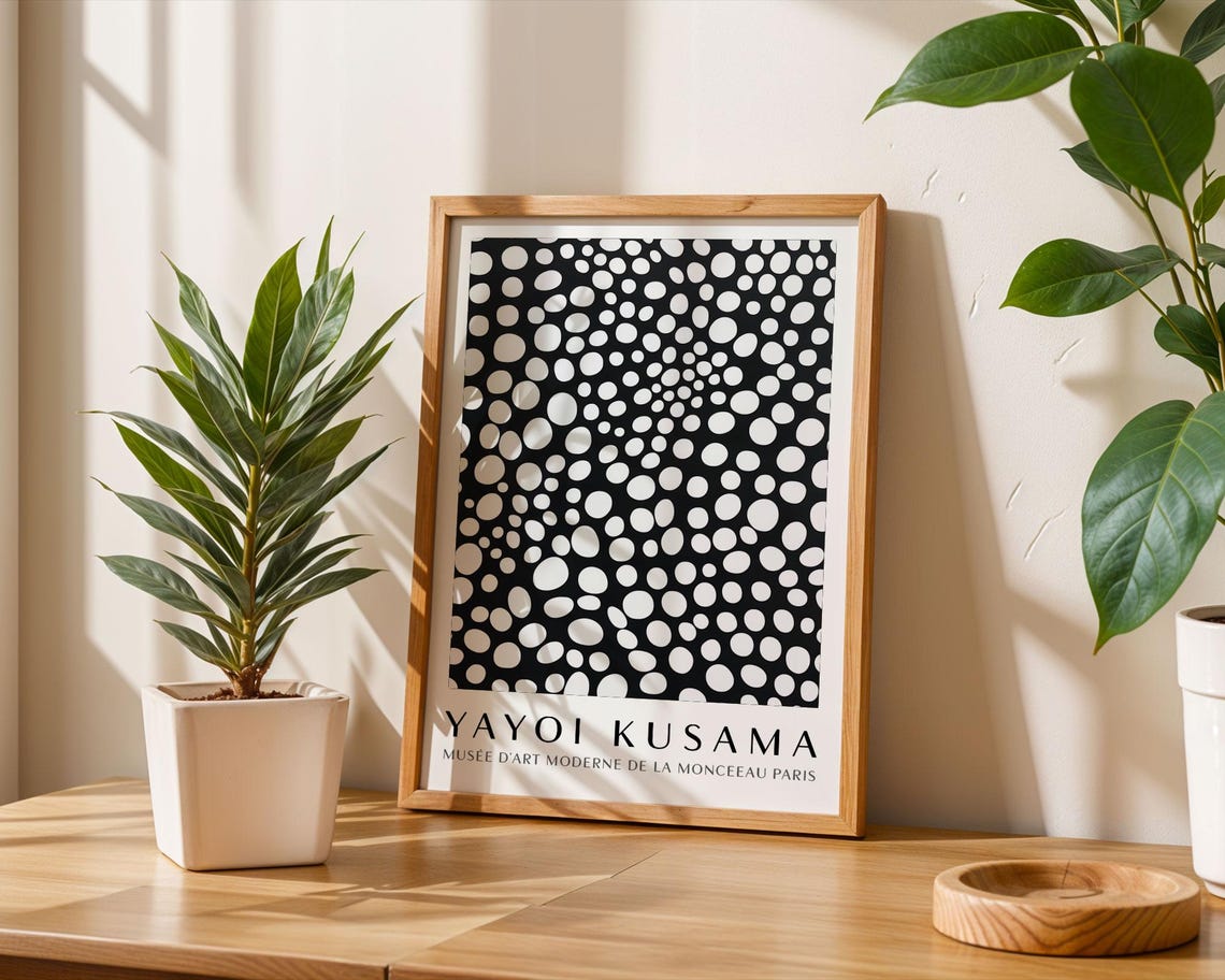 Yayoi Kusama Bold Black and White Polka Dot Museum Art Poster - Image 6