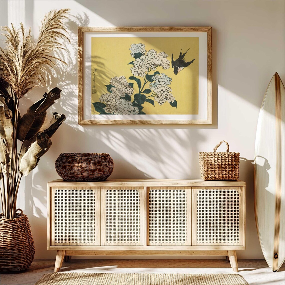 Katsushika Hokusai Print, Hydrangeas and Swallow - Image 5