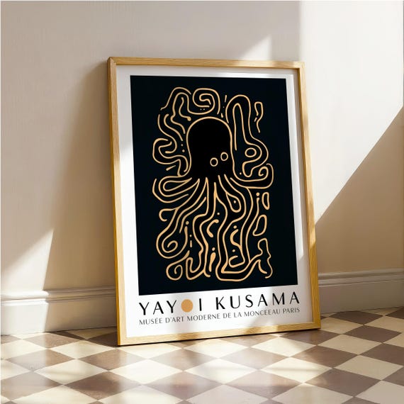 Yayoi Kusama Abstract Octopus Wall Art Bedroom Koi Fish Poster Octopus Poster Octopus Print Kusama Inspired Octopus Print