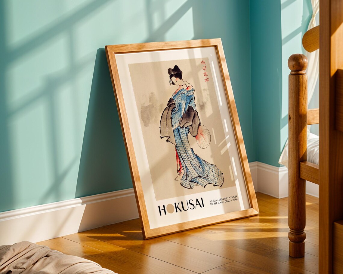 Katsushika Hokusai Woman Holding A Fan, Vintage Japan Art Print - Image 3
